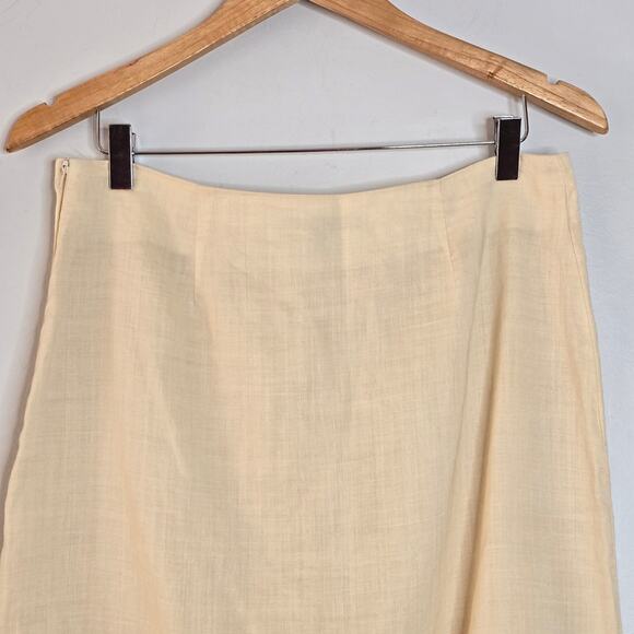 H&M Light Yellow Ramie Linen Trumpet Skirt Size 8 - Picture 2 of 12